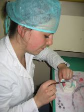 Student - Aleksandra Matczak vel Maciejewska making occlusal rims for partial functionally unstable 